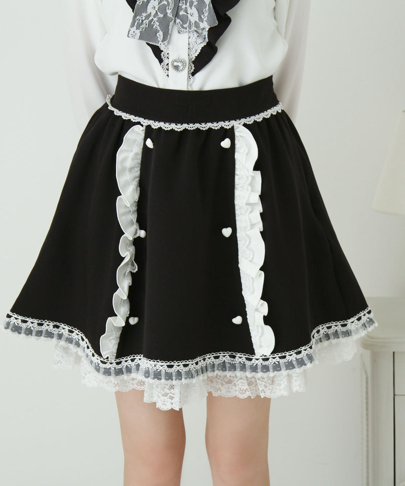 リボン刺繍ギャザースカート