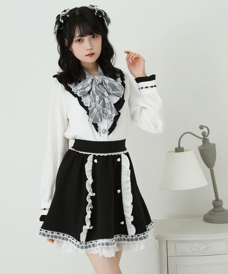 リボン刺繍ギャザースカート