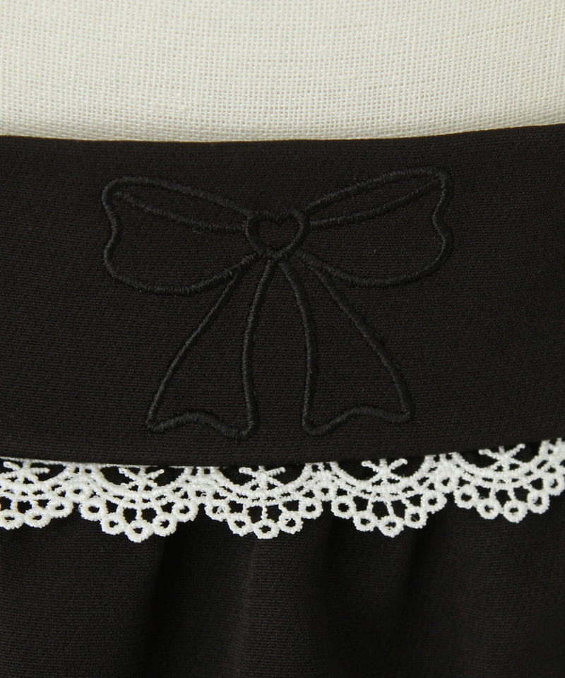 リボン刺繍ギャザースカート