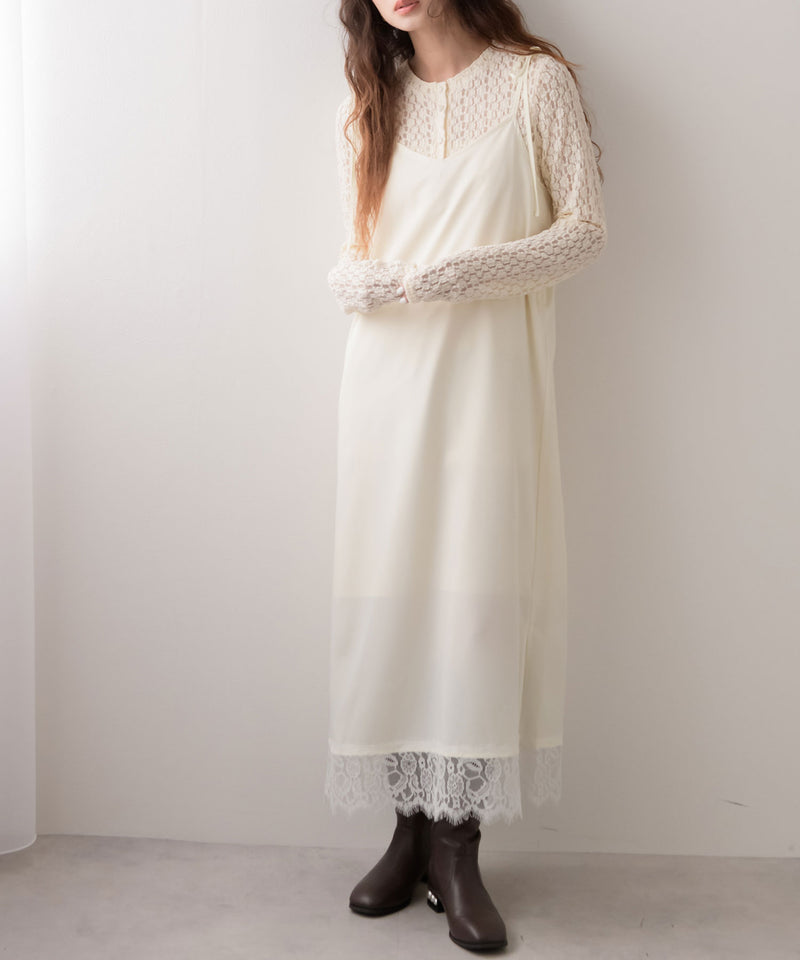 ツイルレースキャミワンピース