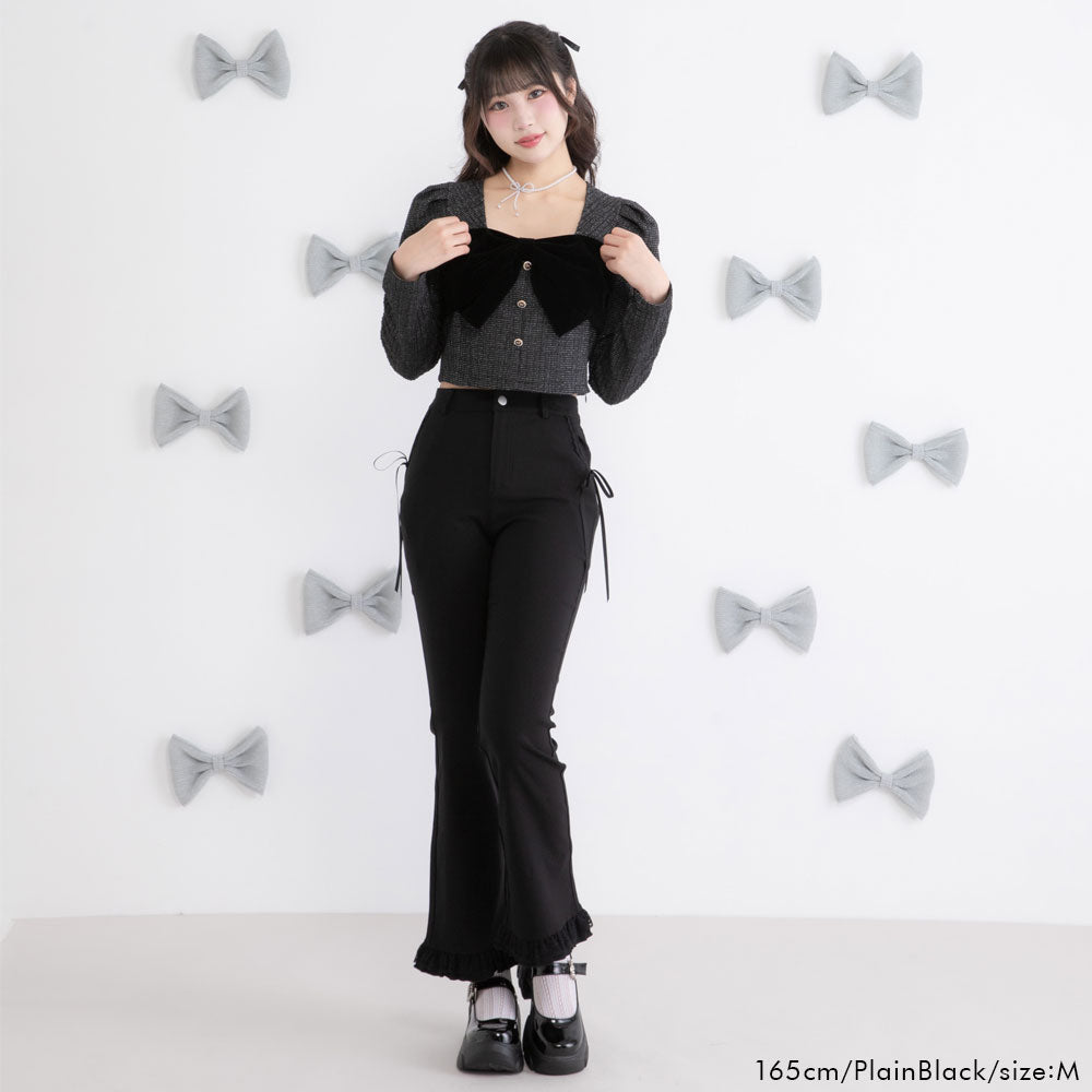 大人気完売品✴︎glam lips レースストレッチフレアパンツ Stretch レース フレアパンツ