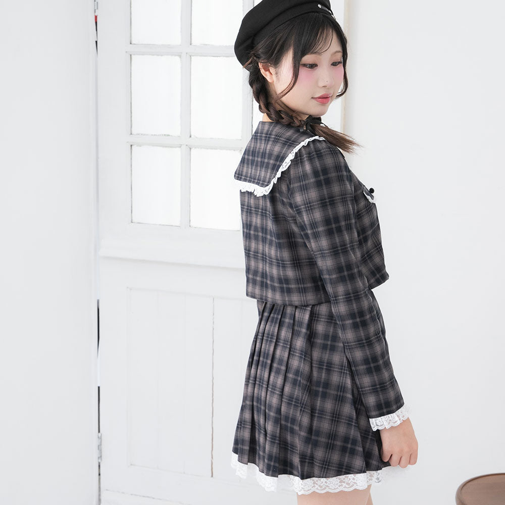 裸衣夢レースセットup今季物サイズフリー 丸襟レースセーラーセットアップ【大きいサイズ有り】 – レディース