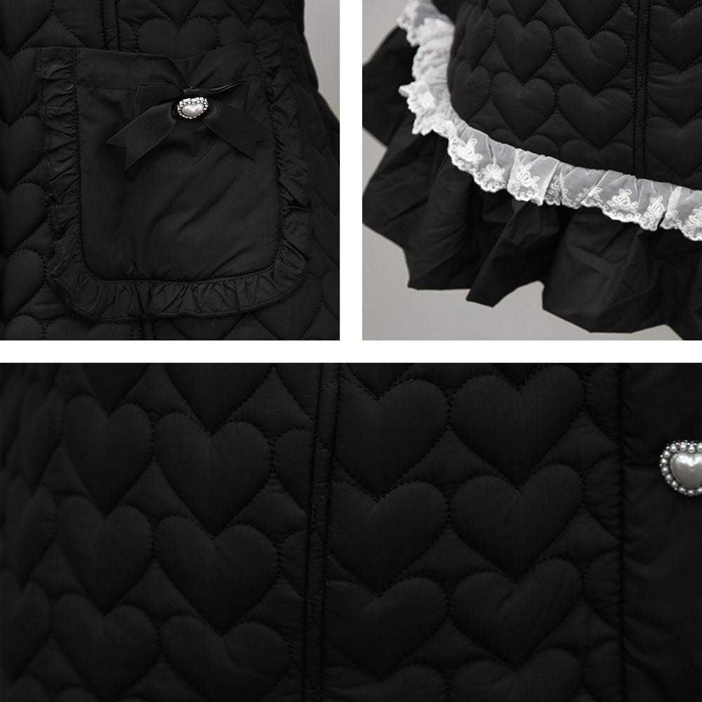 ハートキルティングレースフリルダウンAラインコート – レディース