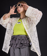 【最上もが着用】パッチワークレースオーバーサイズシャツ【OSN】