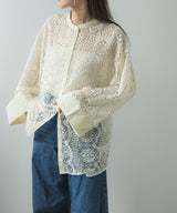 【最上もが着用】パッチワークレースオーバーサイズシャツ【OSN】