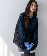 【最上もが着用】パッチワークレースオーバーサイズシャツ【OSN】