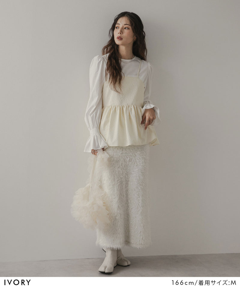 ジャガートキャミ×ブラウスSET【大きいサイズ有】