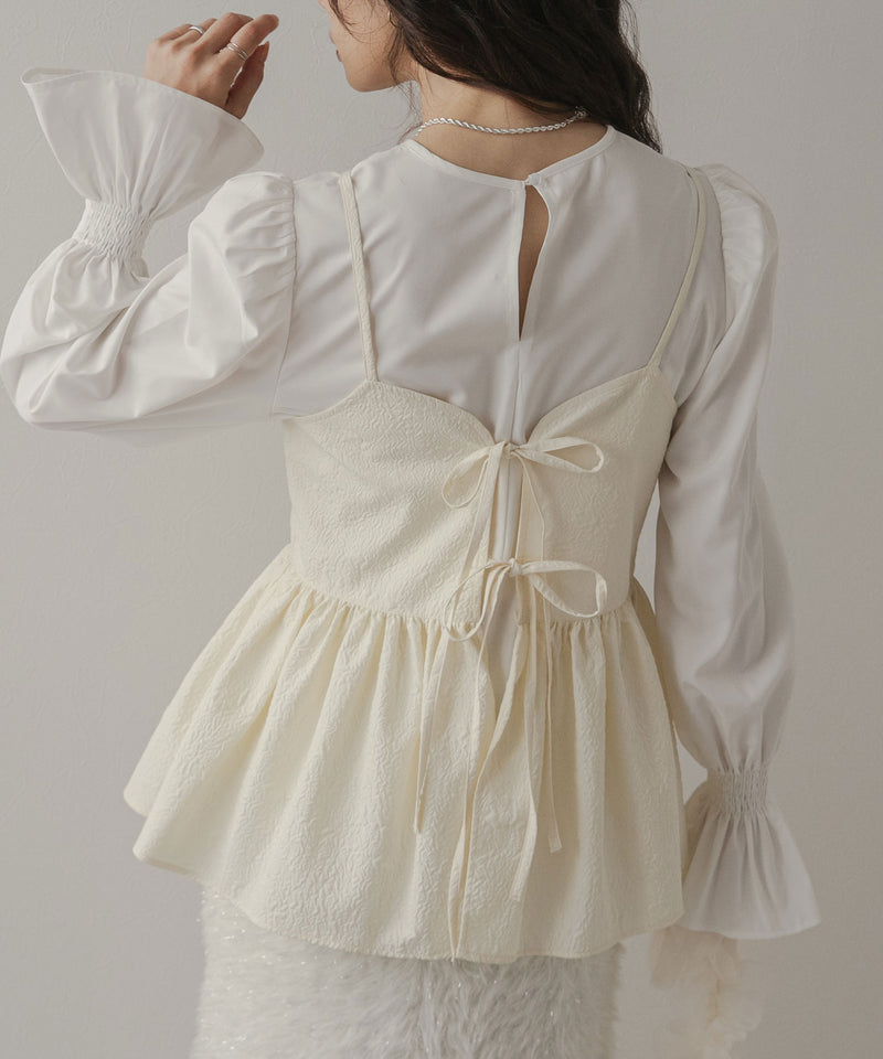 ジャガートキャミ×ブラウスSET【大きいサイズ有】