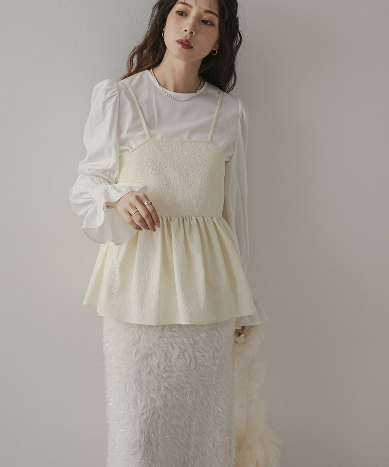 ジャガートキャミ×ブラウスSET【大きいサイズ有】