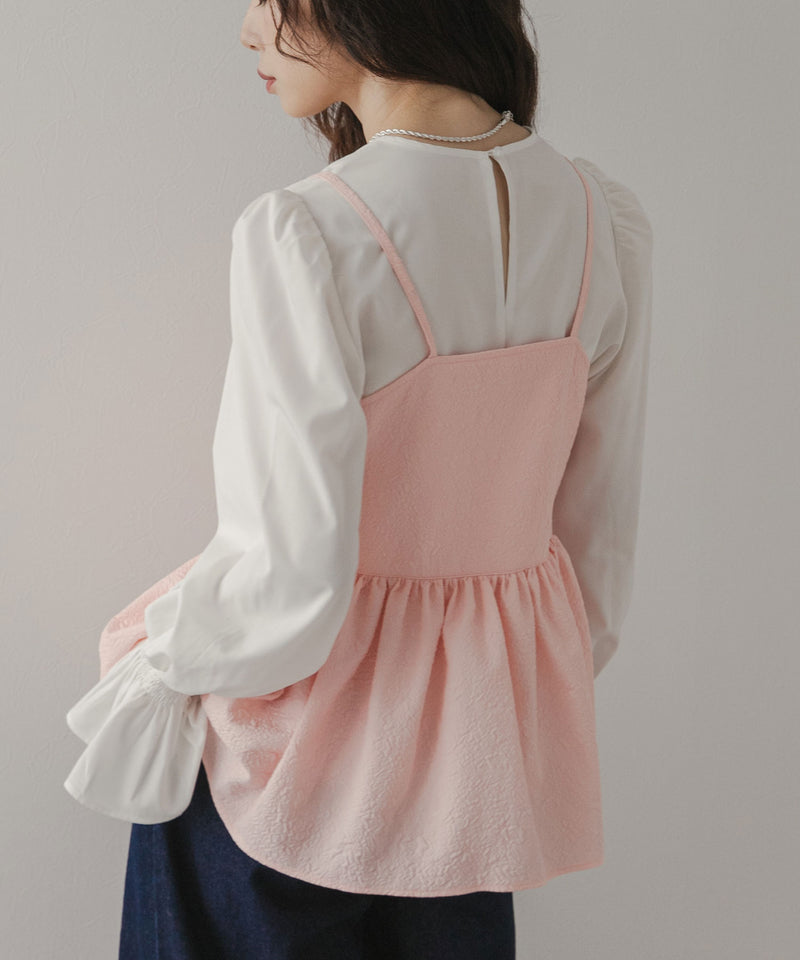 ジャガートキャミ×ブラウスSET【大きいサイズ有】