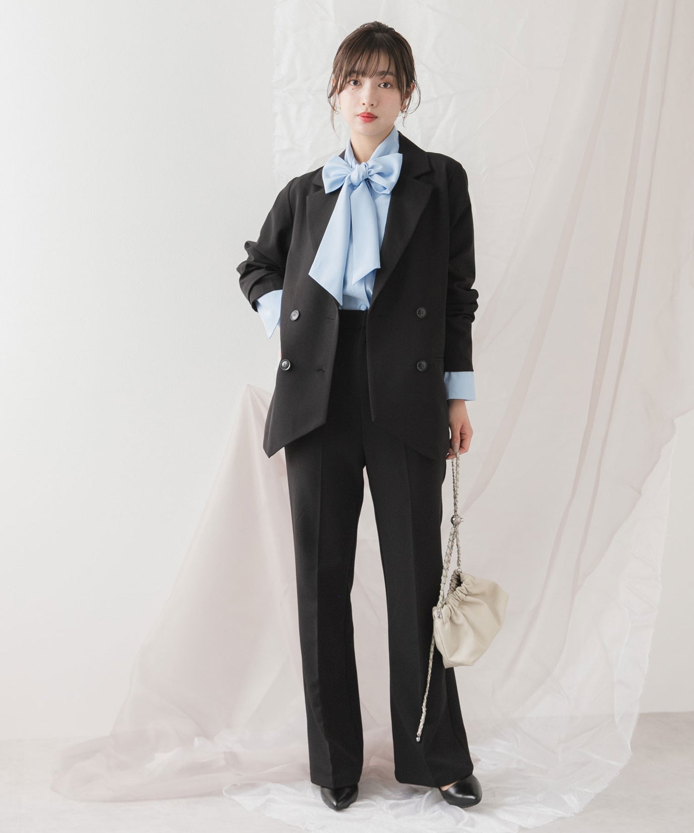 リボンタイロングカフスブラウス – レディースファッション通販の夢