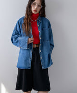 オーバーサイズカフスデザインデニムシャツジャケット