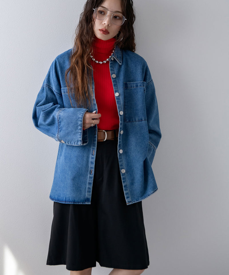 オーバーサイズカフスデザインデニムシャツジャケット