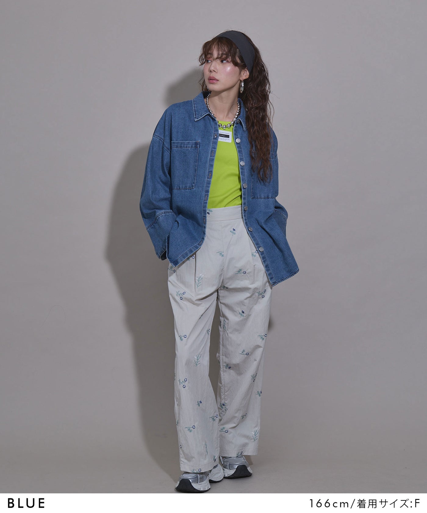 オーバーサイズカフスデザインデニムシャツジャケット – レディース