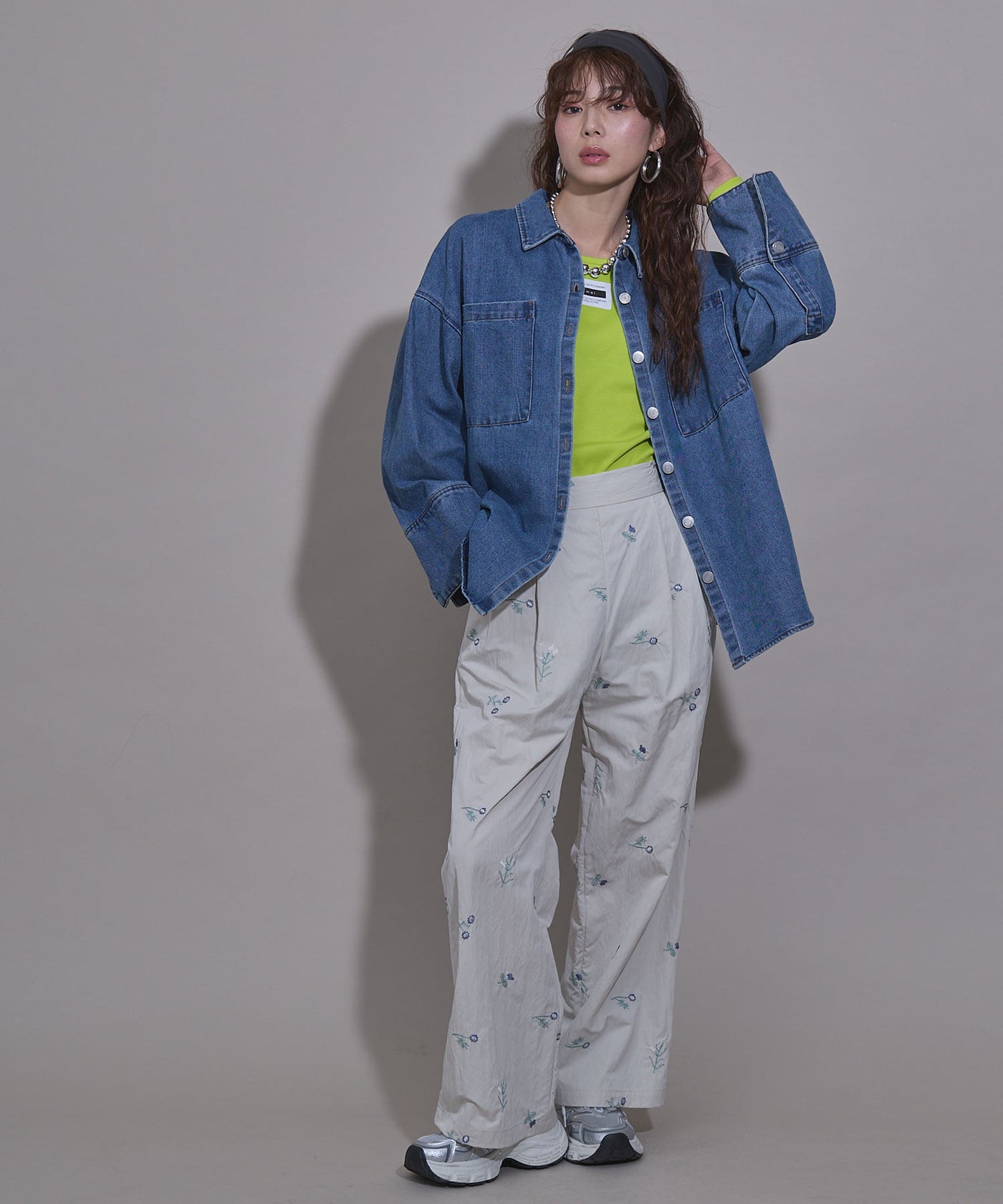 オーバーサイズカフスデザインデニムシャツジャケット – レディース