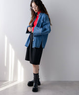 オーバーサイズカフスデザインデニムシャツジャケット