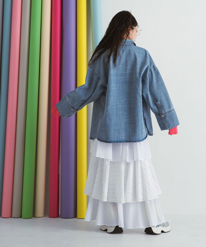 オーバーサイズカフスデザインデニムシャツジャケット