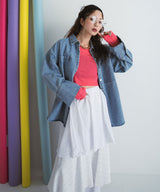 オーバーサイズカフスデザインデニムシャツジャケット