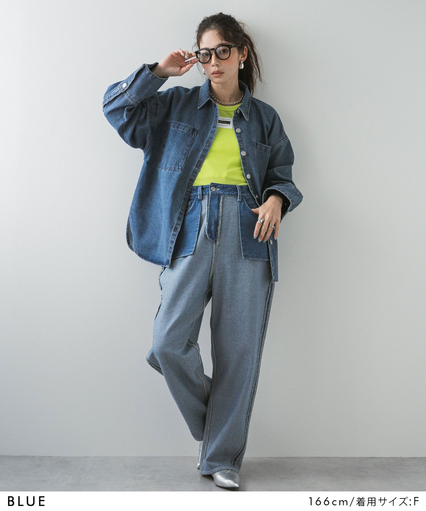 オーバーサイズカフスデザインデニムシャツジャケット – レディース