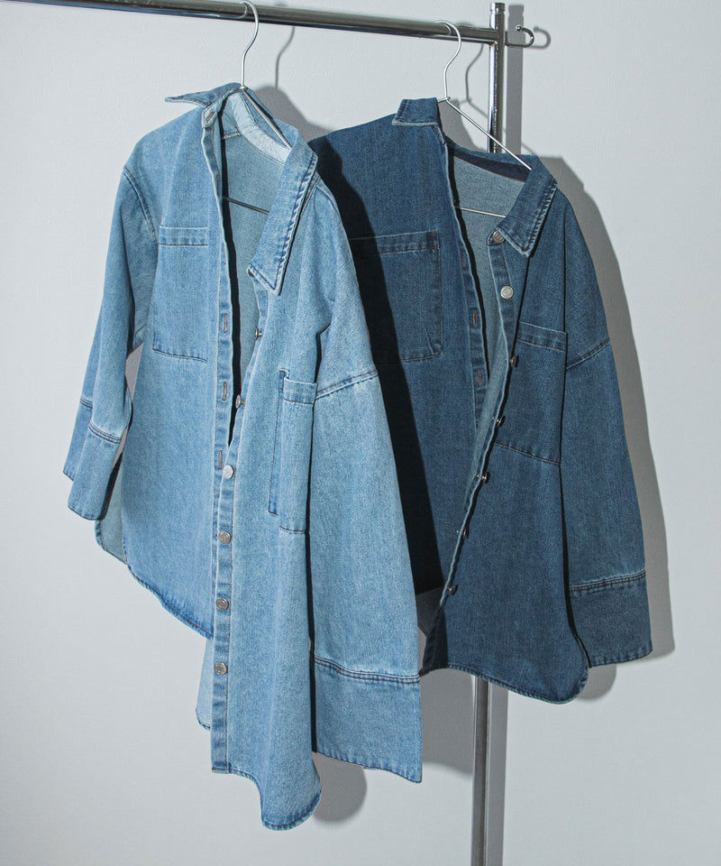 オーバーサイズカフスデザインデニムシャツジャケット