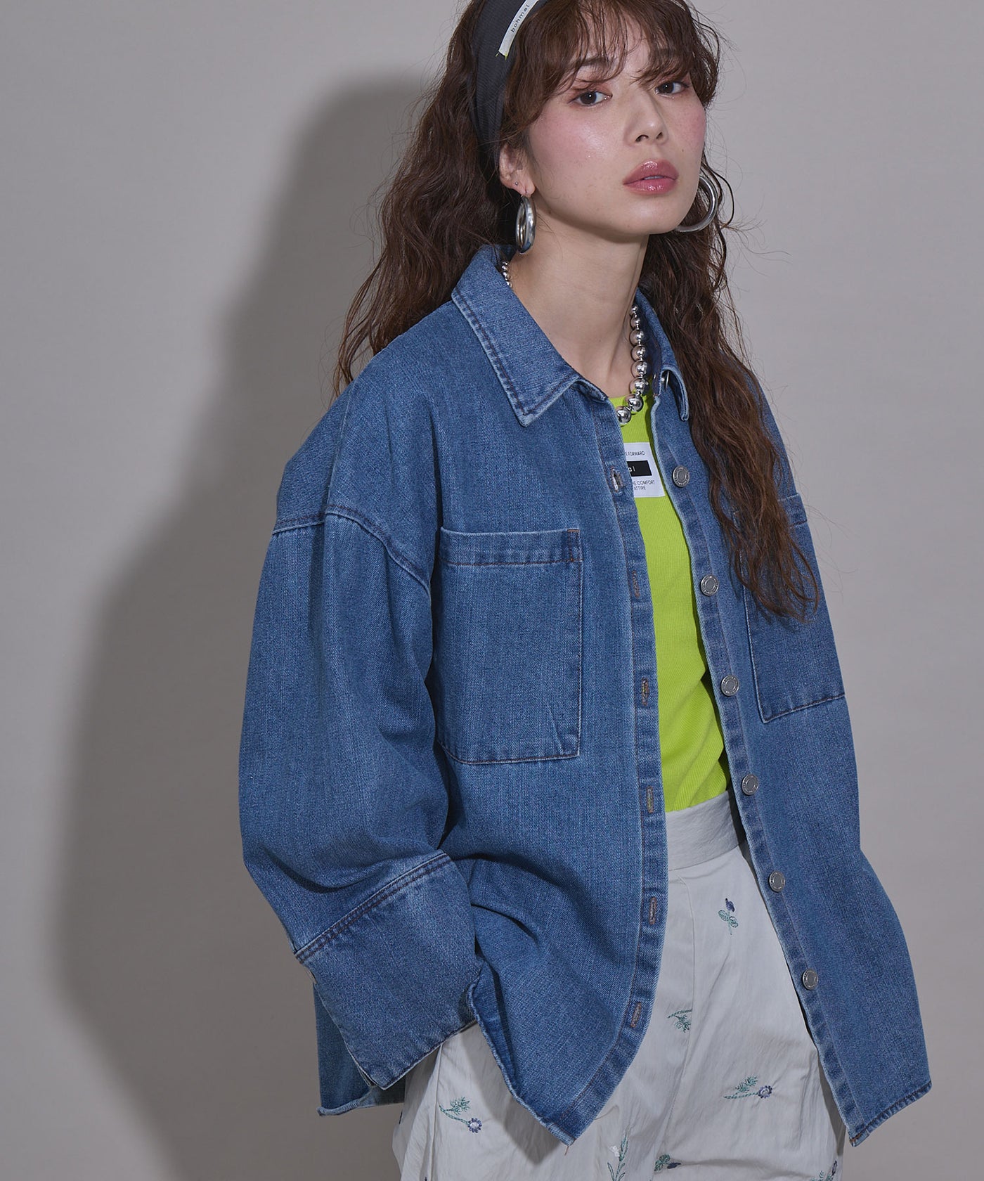 まとめ買い対象】オーバーサイズカフスデザインデニムシャツジャケット