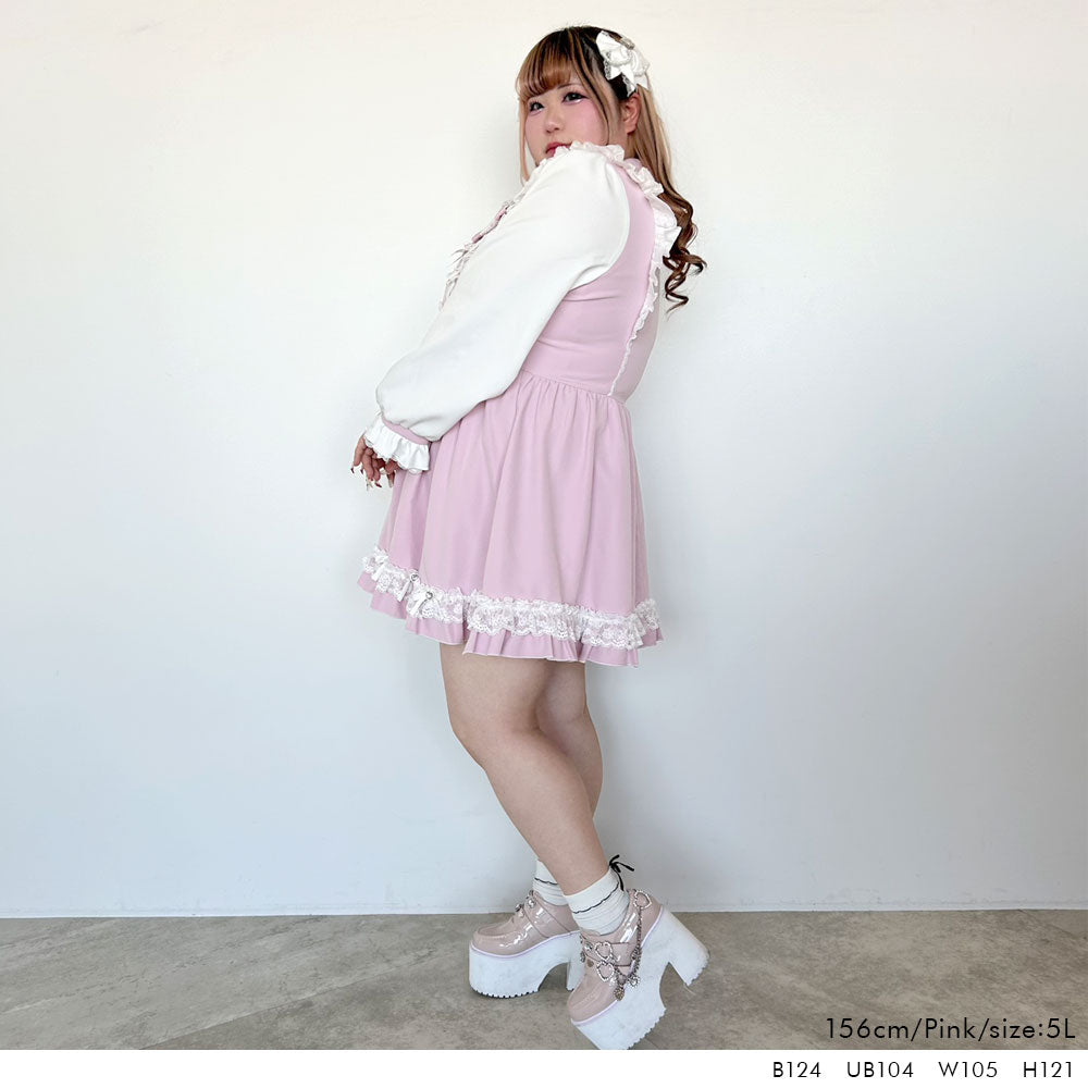 バラレースパールリボンハートビジューワンピース – レディース