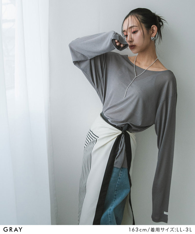 【メール便】前後2wayシアーロングトップス【OSN】