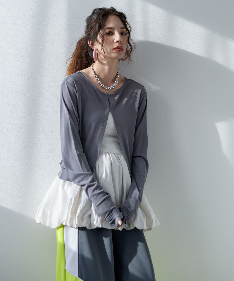 【メール便】前後2wayシアーホックカーディガン【OSN】