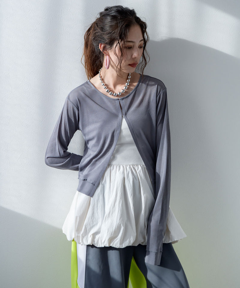 【メール便】前後2wayシアーホックカーディガン【OSN】