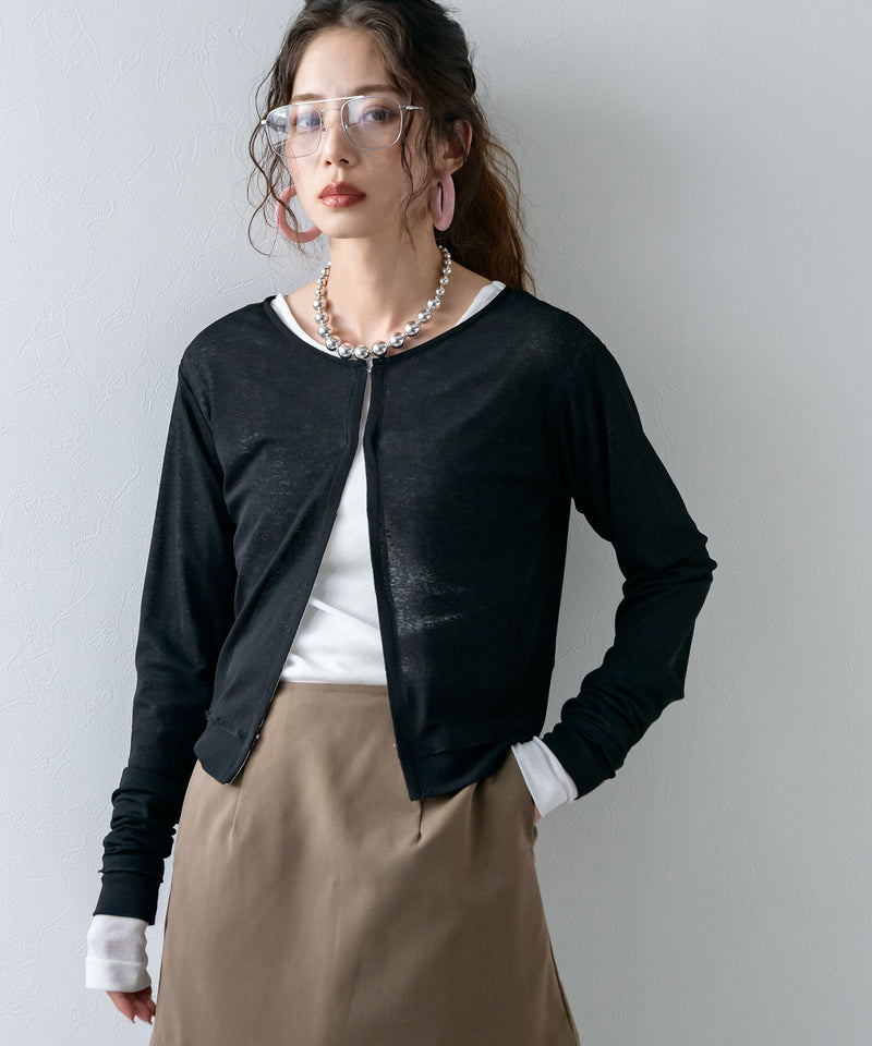 【メール便】前後2wayシアーホックカーディガン【OSN】