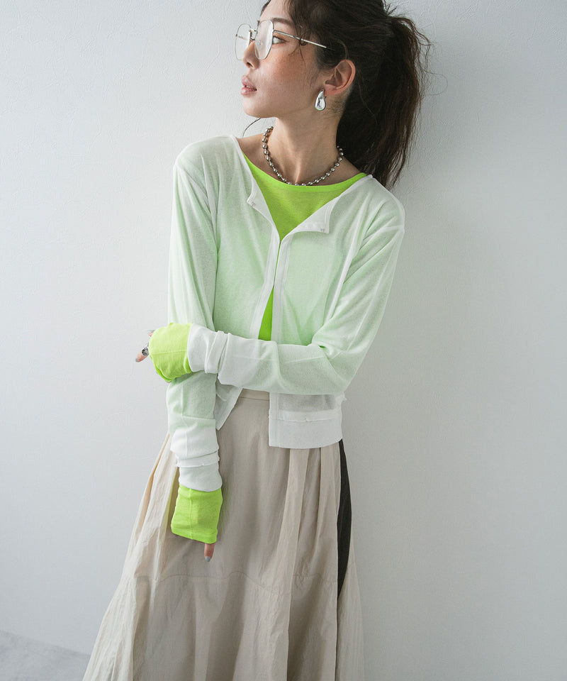 【メール便】前後2wayシアーホックカーディガン【OSN】