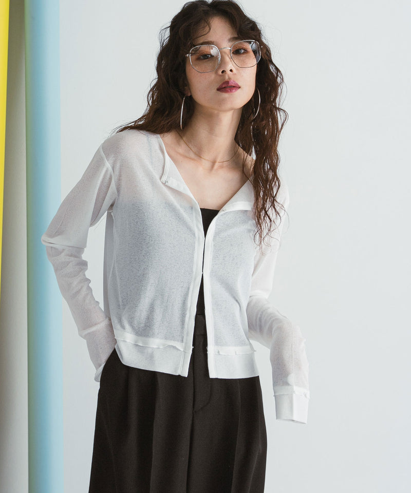 【メール便】前後2wayシアーホックカーディガン【OSN】