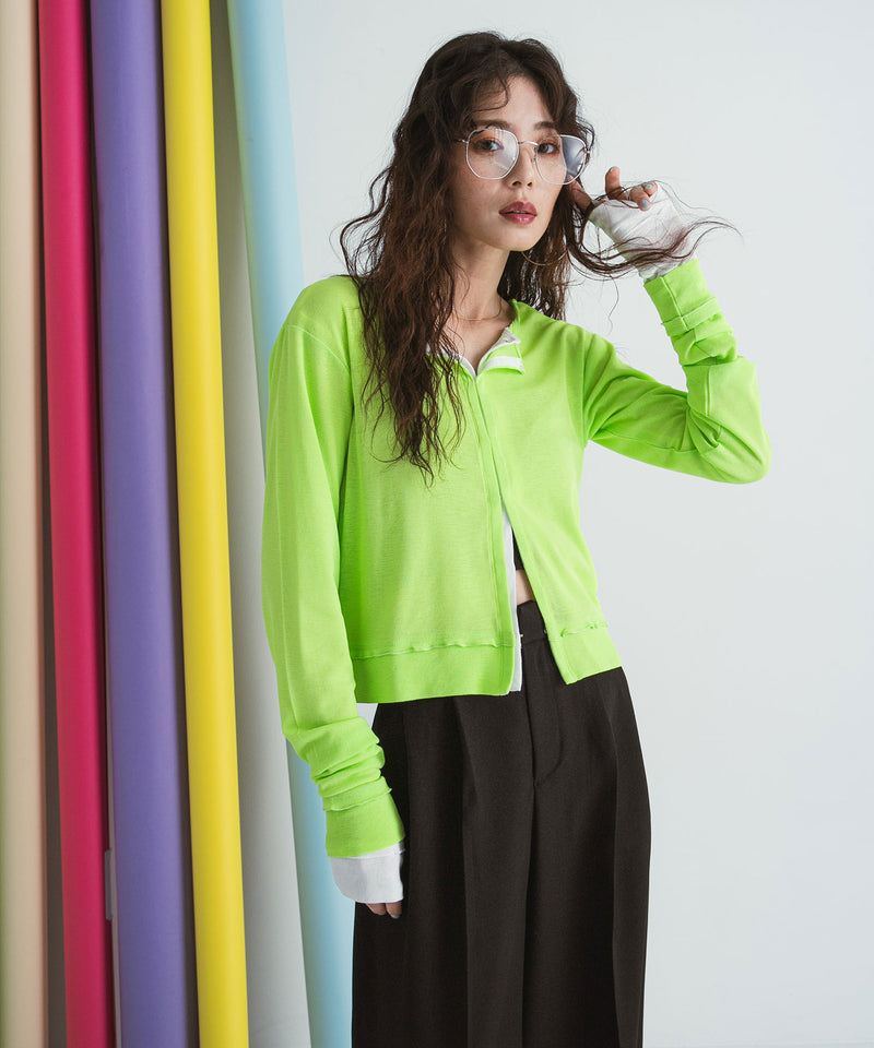 【メール便】前後2wayシアーホックカーディガン【OSN】