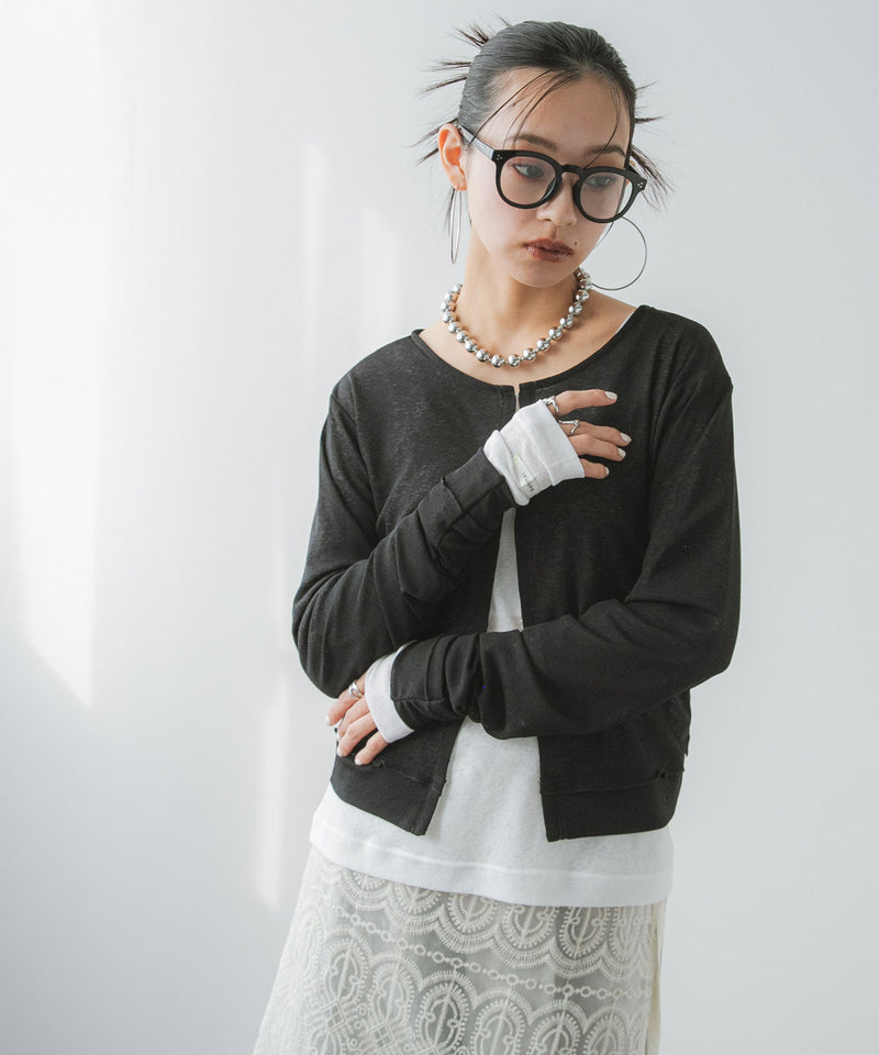 【メール便】前後2wayシアーホックカーディガン【OSN】