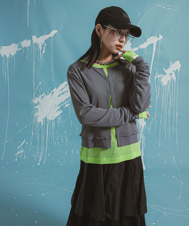 【メール便】前後2wayシアーホックカーディガン【OSN】