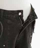 スタッズピンク十字架デニムパンツ