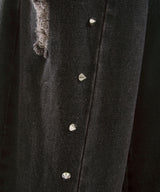 スタッズピンク十字架デニムパンツ