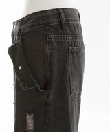 スタッズピンク十字架デニムパンツ