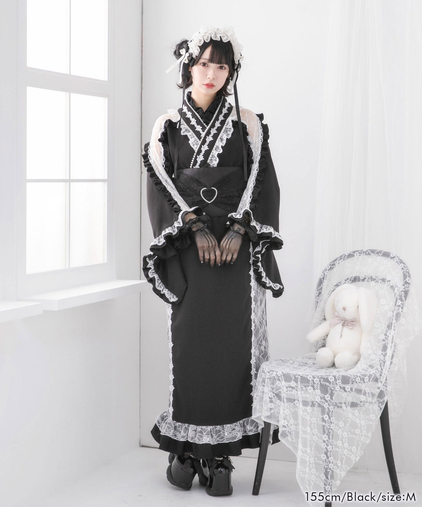 新品未使用　BODYLINE M〜L 姫 浴衣ドレス 薔薇 ゴスロリ　フリル 新品未使用 BODYLINE M〜L 姫 浴衣ドレス 薔薇 ゴスロリ フリル