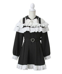 2段フリルリボンワンピース