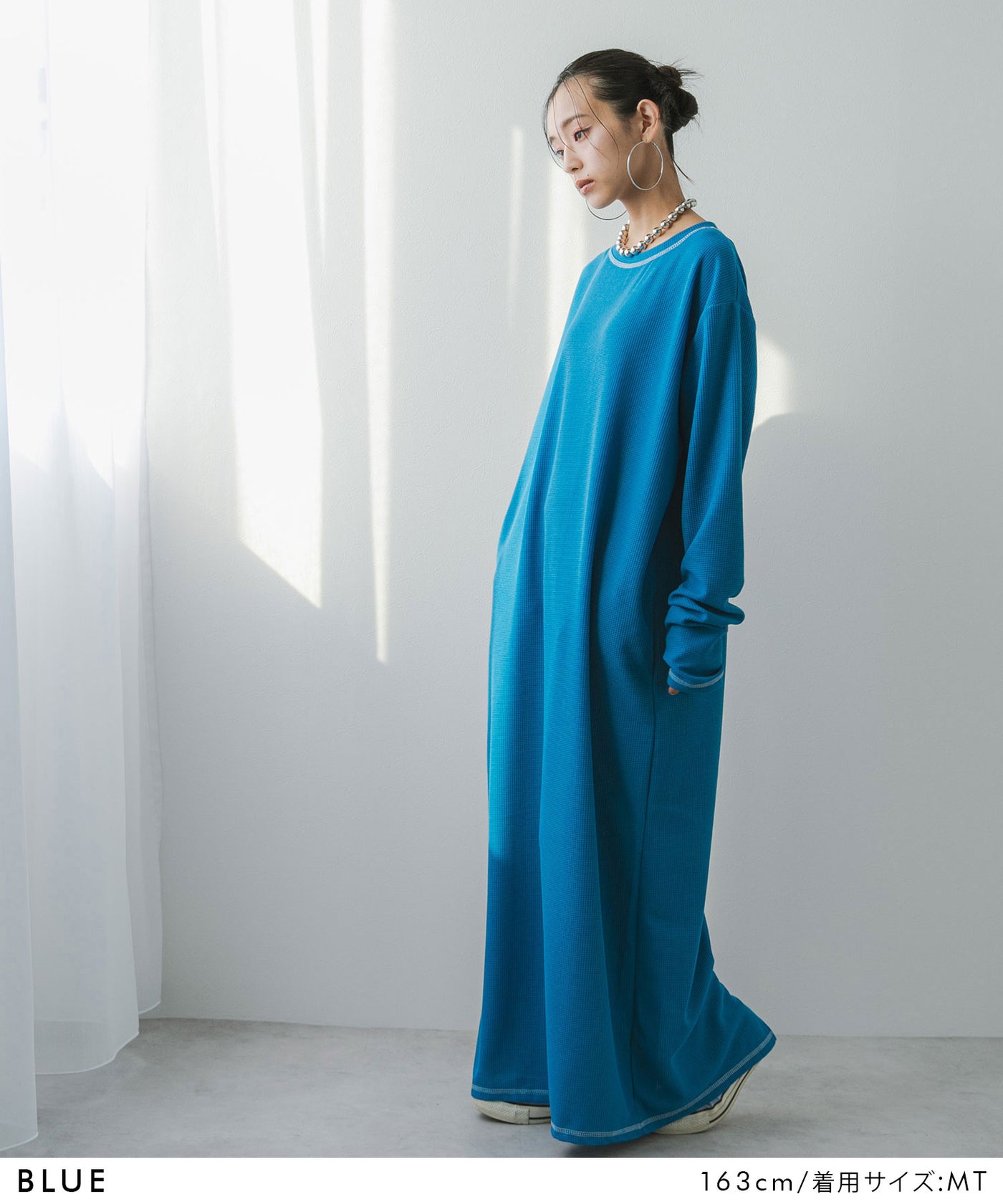 9/25 10:59まで限定価格】ワッフルボリュームマキシワンピース