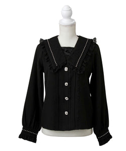 角襟クモレーススタッズブラウス