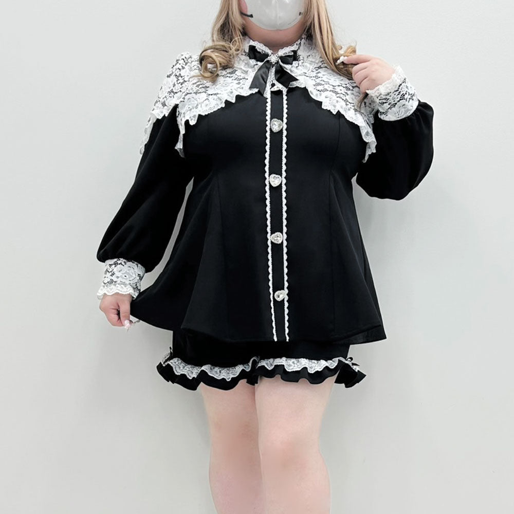 Dear my love whip キラハートビジューレースフリルセットアップ キラキラハートビジューレース重ねフリルセットアップ