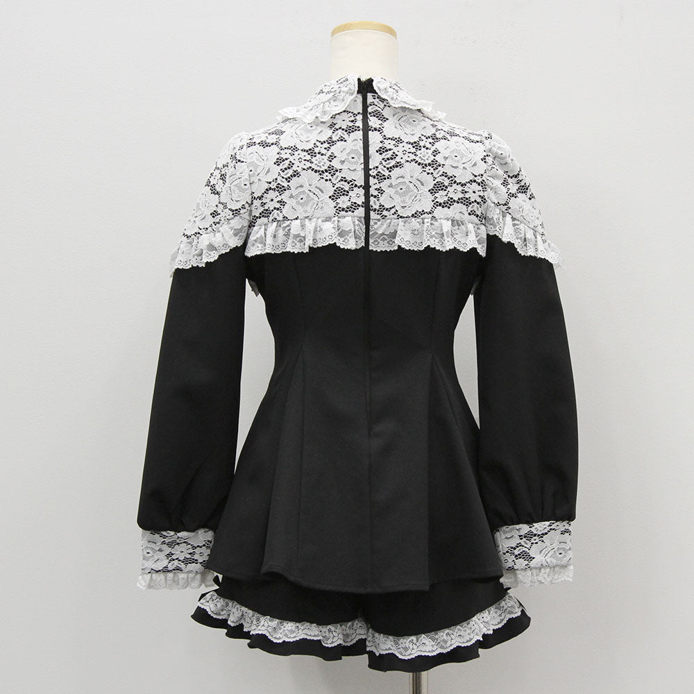 キラキラハートビジューレース重ねフリルセットアップ – レディース