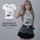 【メール便】プリントクロップド丈半袖Tシャツ