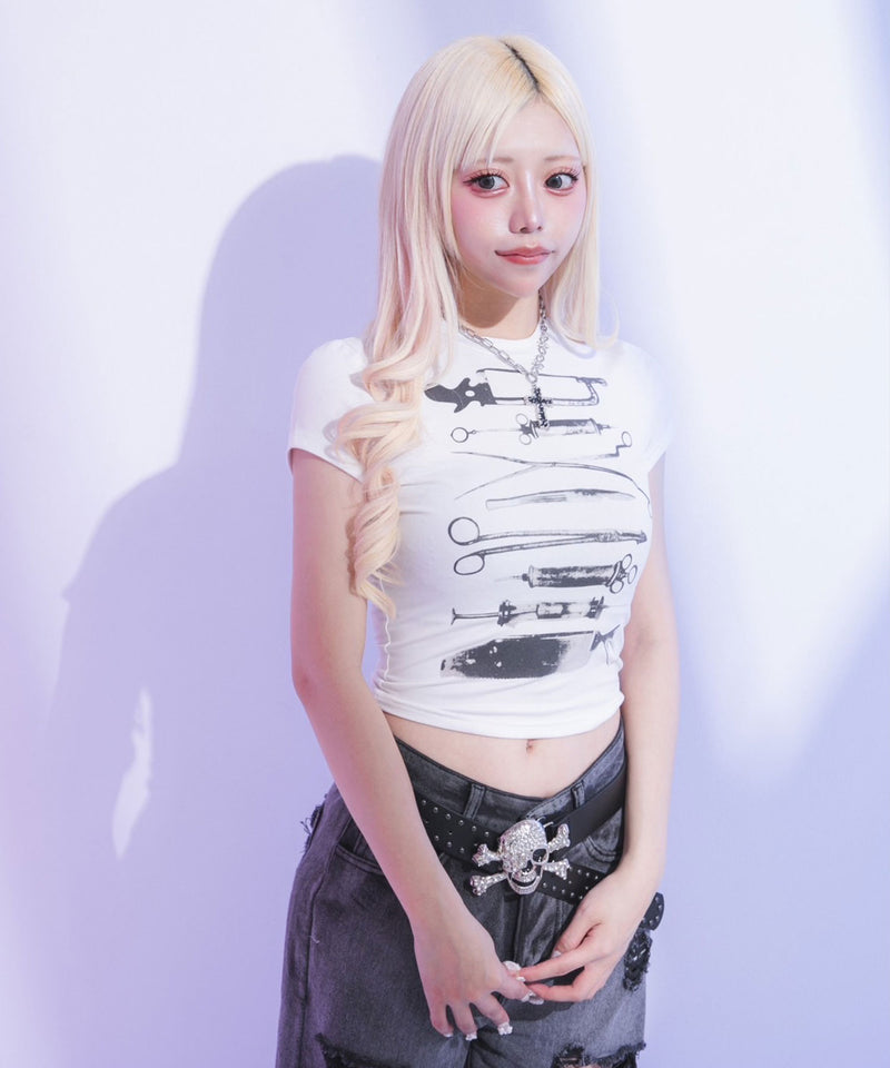 メール便】プリントクロップド丈半袖Tシャツ – レディースファッション