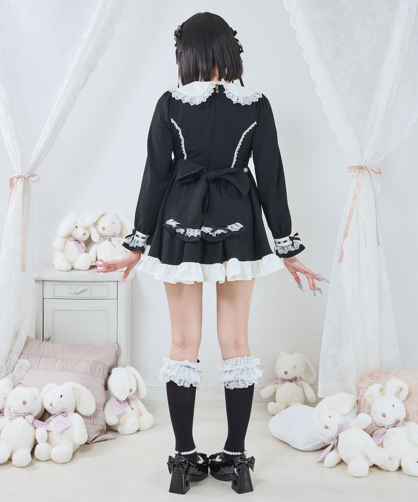 感謝祭セール対象】プリンセスティアードはしごレースフリルワンピース