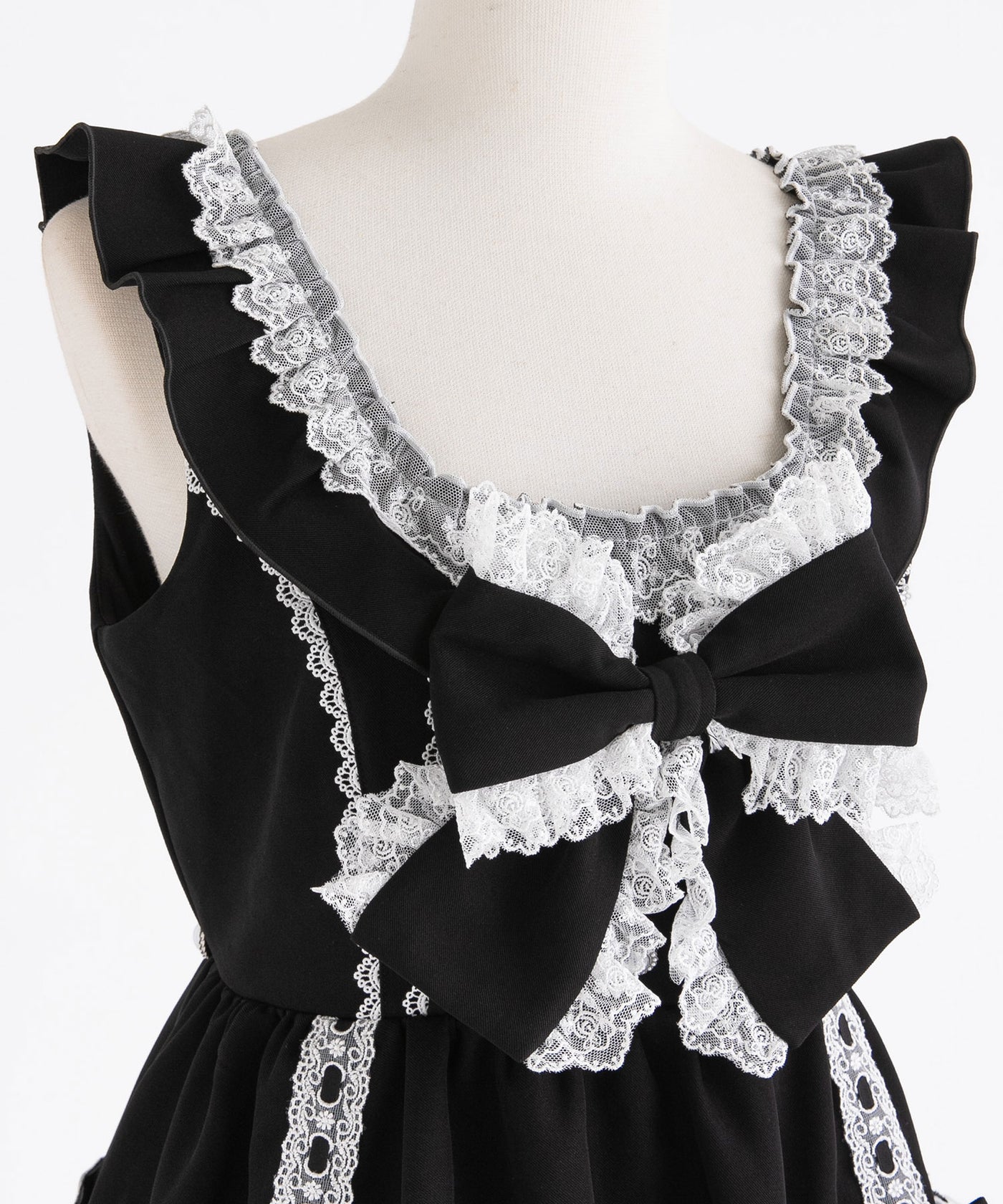 フリルたっぷりはしごレースリボンミニジャンスカ – レディース