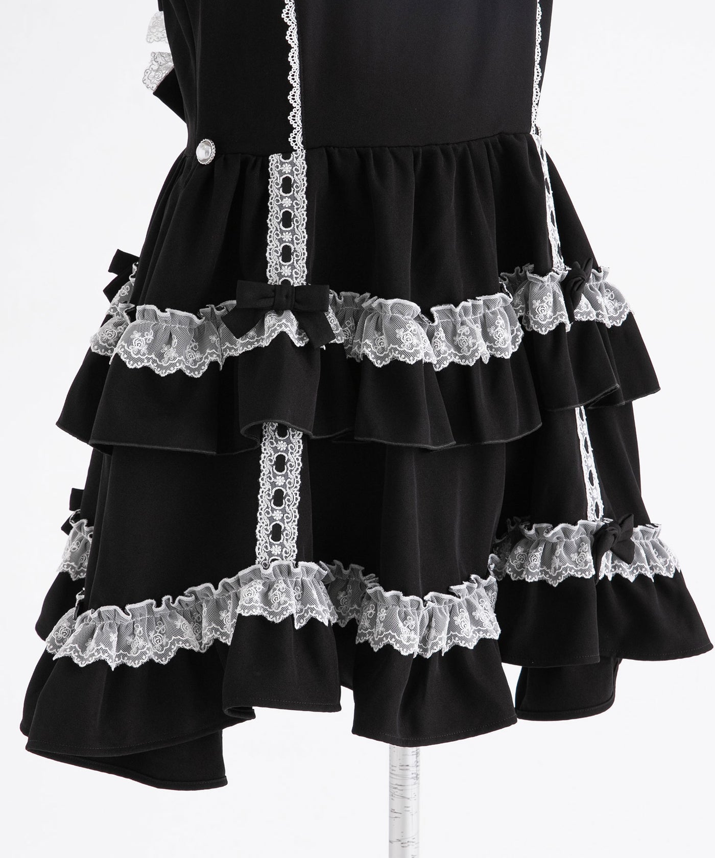 フリルたっぷりはしごレースリボンミニジャンスカ – レディース