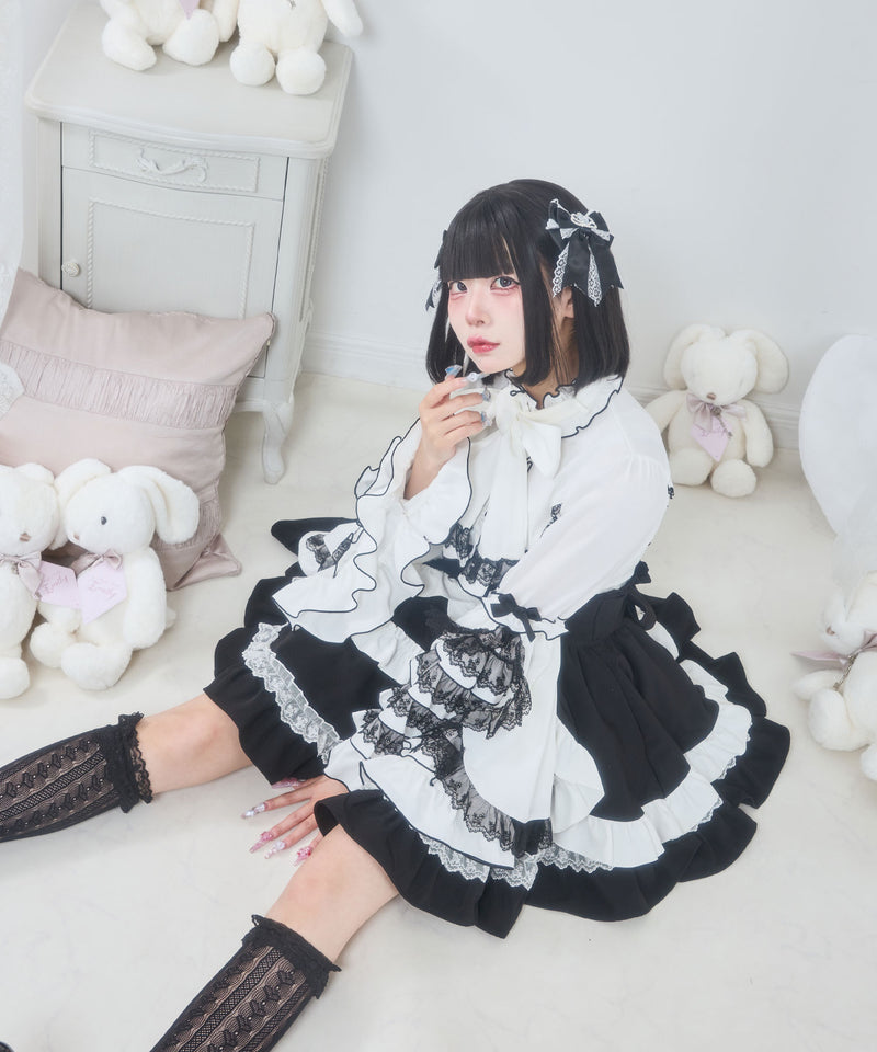 カシュクールフリルたっぷりリボンミニスカート
